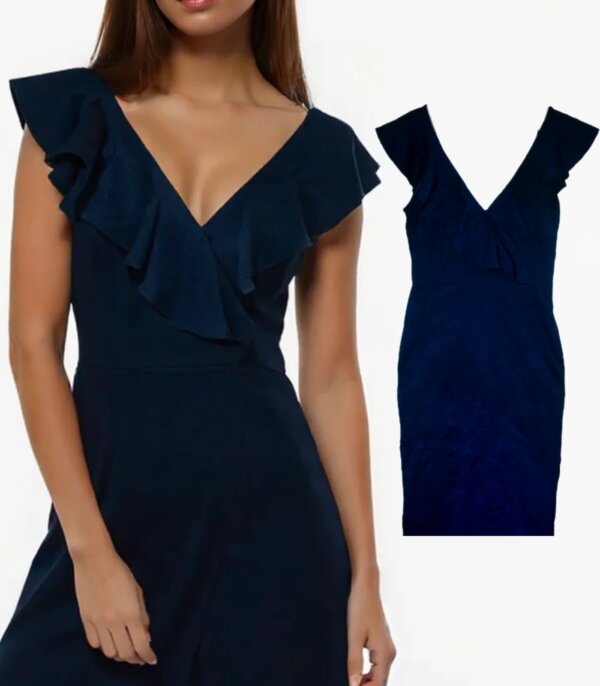Navy Ruffle Bodycon Dress