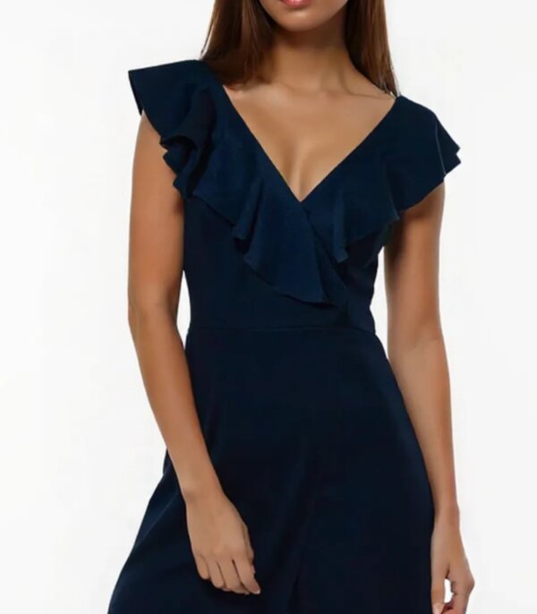 Navy Ruffle Bodycon Dress