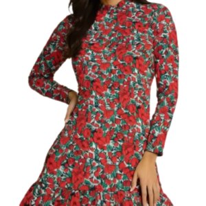 Red Bloom Midi Dress
