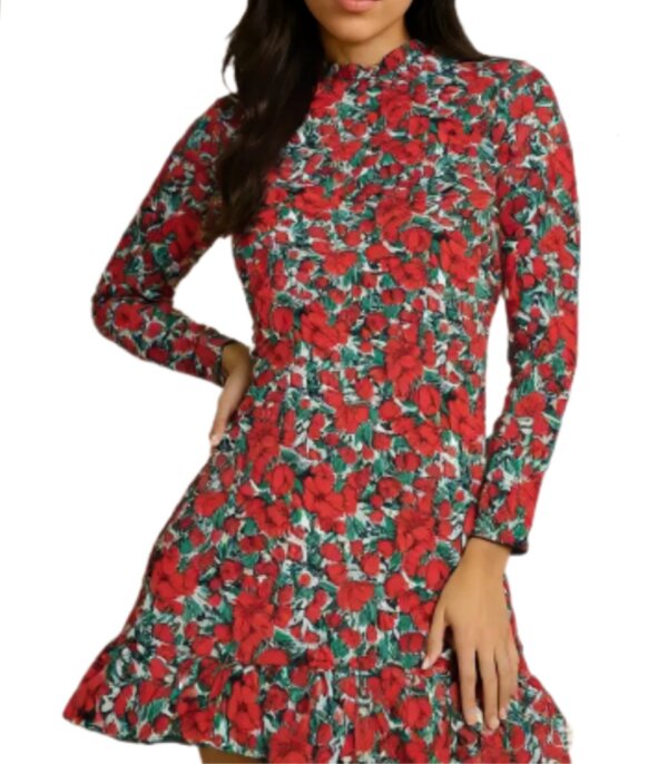 Red Bloom Midi Dress