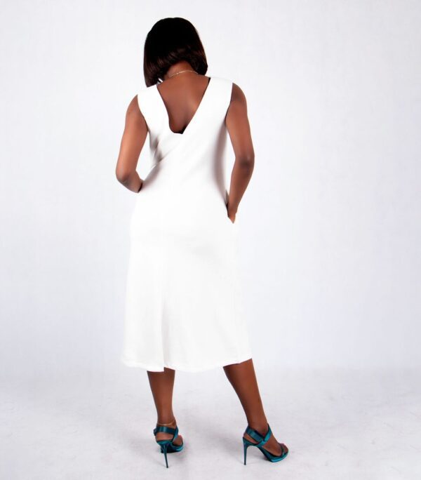 Sleeveless V-Neck Pocket Midi Dress