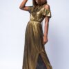 Golden Hour Tie Neck Cold Shoulder Maxi Dress