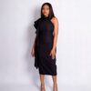 One-Shoulder Ruffle Midi Dress