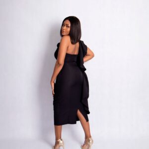 One-Shoulder Ruffle Midi Dress
