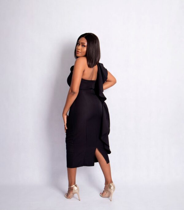 One-Shoulder Ruffle Midi Dress